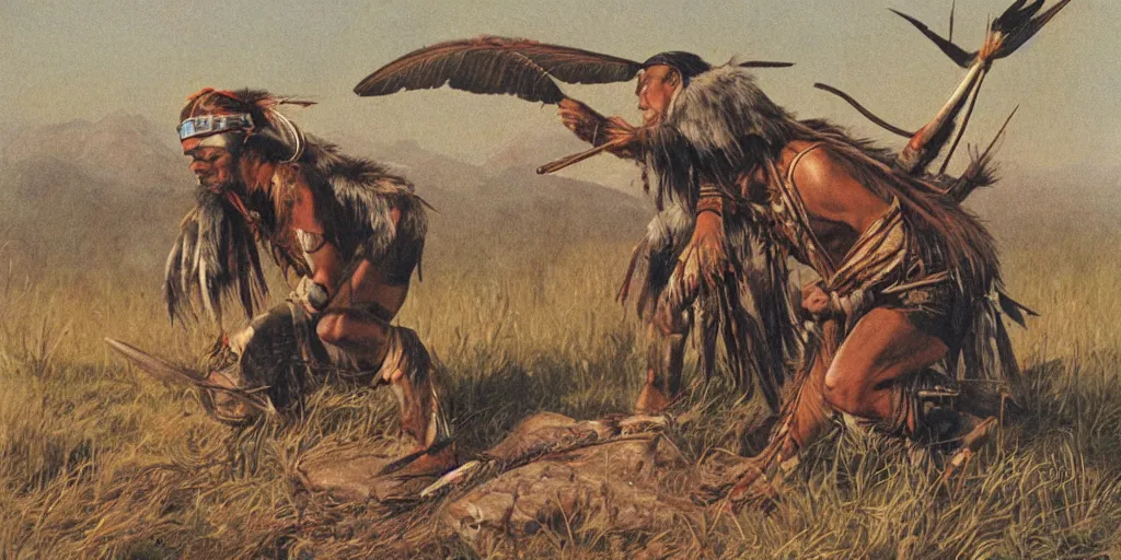 Image similar to of Native American hunting a buffalo Moebius