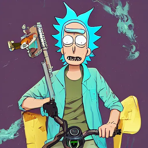 Image similar to painting of rick sanchez, rick and morty, photoshop filter cutout vector, art gta 5 cover artstation by jesper ejsing, by rhads, makoto shinkai and lois van baarle, ilya kuvshinov, ossdraws, borderlands and by feng zhu and loish and laurie greasley, victo ngai, andreas rocha, john harris