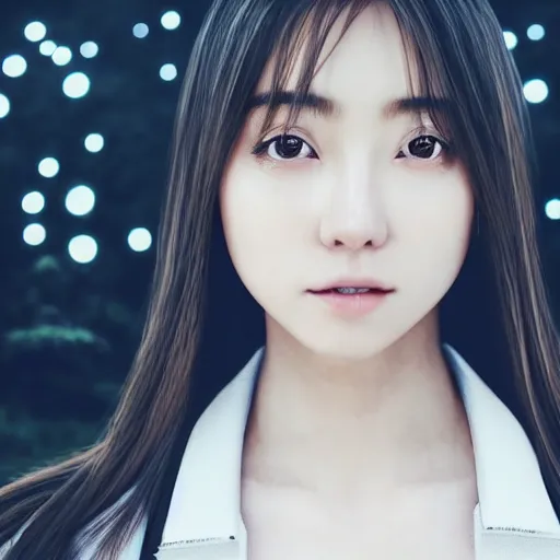 Image similar to a dynamic, epic cinematic 8K HD movie shot of close-up japanese beautiful cute young J-Pop idol actress girl face. Motion, VFX, Inspirational arthouse, at Behance, with Instagram filters