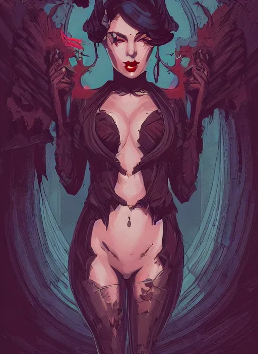 Image similar to portrait of beautifull succubus, cute face. dark fantasy, d & d, artstation, art by petros afshar, tom whalen, laurie greasley and greg rutkowski and ilya kuvshinov