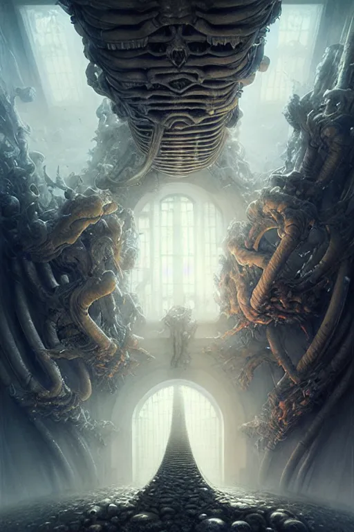 Image similar to heaven's gate by anna podedworna, ayami kojima, greg rutkowski, giger, maxim verehin