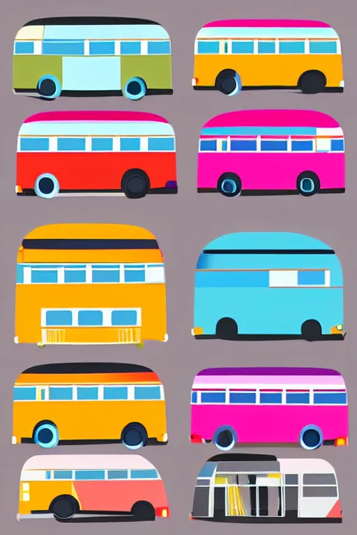 Image similar to minimalist boho style art of colorful bus in london, illustration, vector art