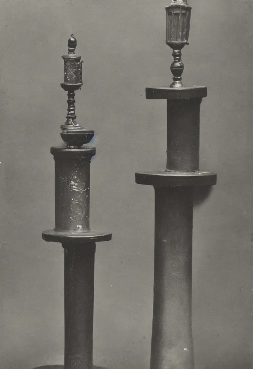 Prompt: One single random everyday object on a pedestal, 1920 vintage photography, courtesy of Centre Pompidou