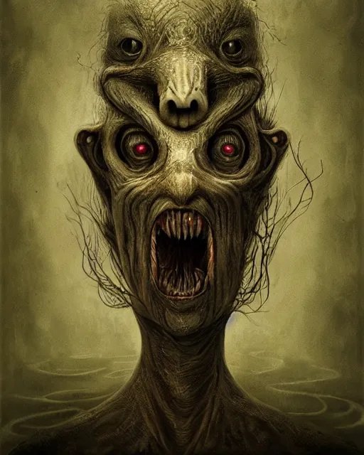 Image similar to a painting of a strange creature by anton semenov