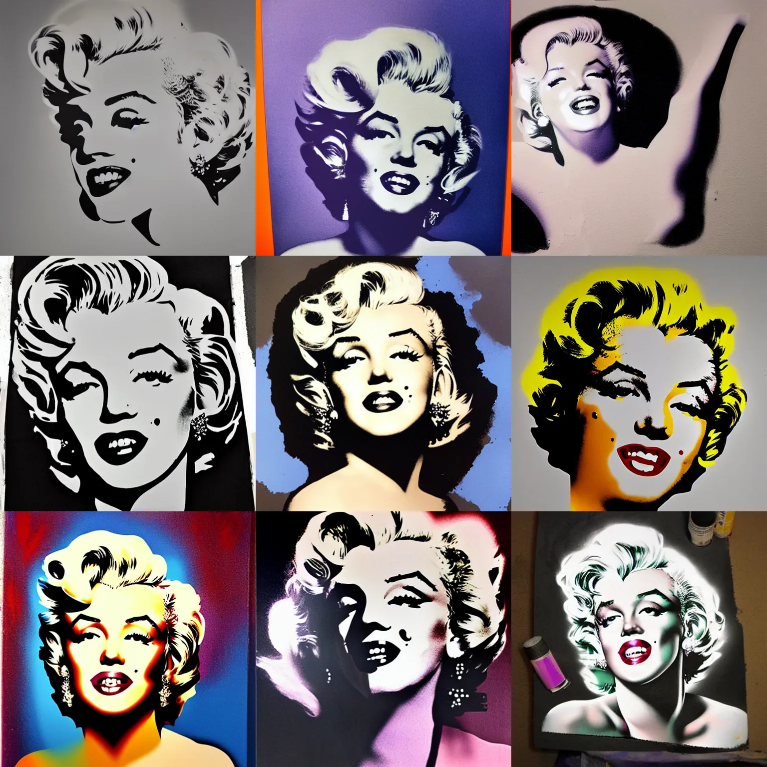 Prompt: a Spray painting of Marilyn Monroe