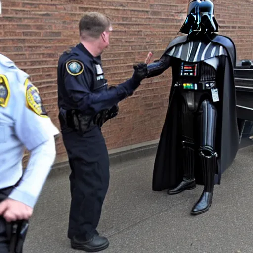 Image similar to darth vader being arrested