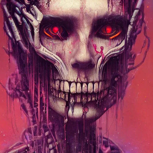 Image similar to portrait of Grimm Reaper, cameras, melting ,8k,by tristan eaton,Stanley Artgermm,Tom Bagshaw,Greg Rutkowski,Carne Griffiths, Ayami Kojima, Beksinski, Giger,trending on DeviantArt,face enhance,hyper detailed,minimalist,cybernetic, android, blade runner,full of colour