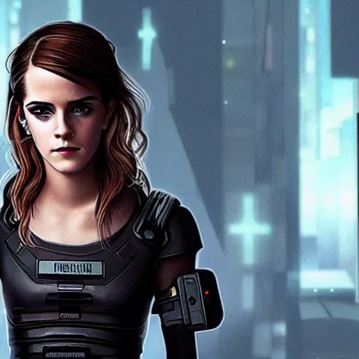 Image similar to Cyberpunk Emma Watson