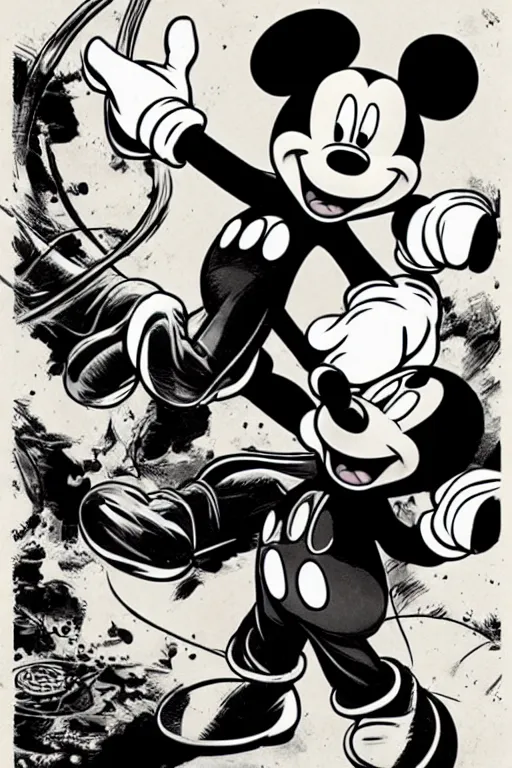 Prompt: character art by mike deodato, mickey mouse, absolute chad