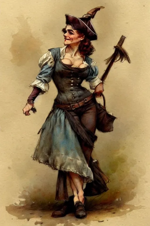 Image similar to (((((1950s pirate wench . muted colors.))))) by Jean-Baptiste Monge !!!!!!!!!!!!!!!!!!!!!!!!!!!