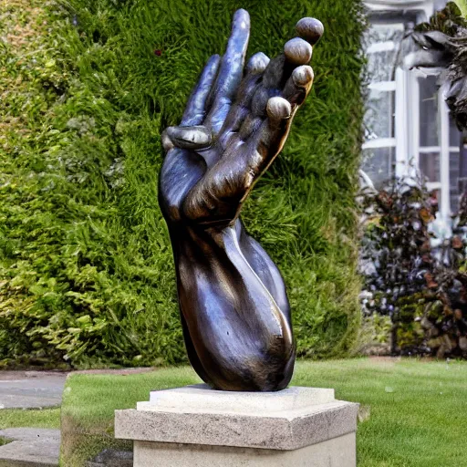 Image similar to a giant cluttered pile of oversized hands standalone bronze sculpture