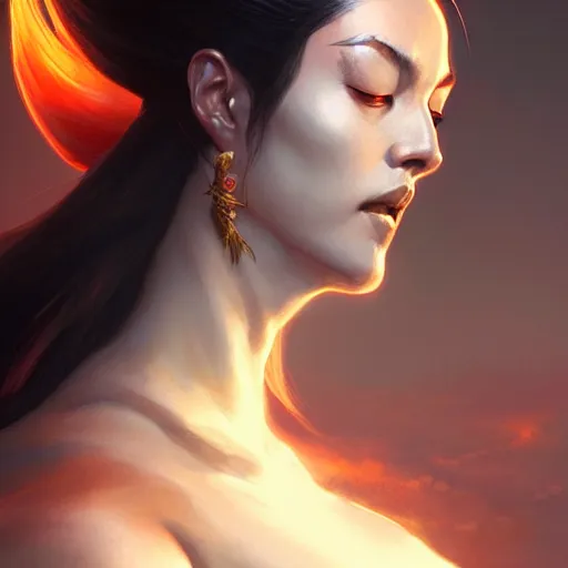 Prompt: portrait of azula, defined upper body, fantasy, intricate, elegant, highly detailed, digital painting, artstation, concept art, matte, sharp focus, illustration, art by aenaluck and roberto ferri and greg rutkowski, epic fantasy, digital painting