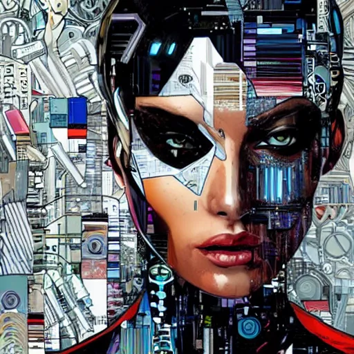 Image similar to a portrait of a beautiful cybernetically enhanced woman, by marvel comics and sandra chevrier