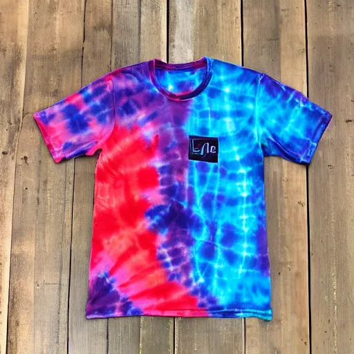 Image similar to A tie-dyed t-shirt with a Kirkland logo