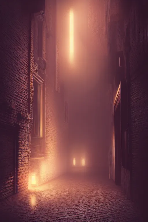 Image similar to a realistic photo of sandman, morpheus, swirling mist, intricate details and textures, mystical feeling, a dark and misty alley lit by gas lanterns, hyper realistic octane render, volumetric shading, depth of field, raytracing, 8 k,