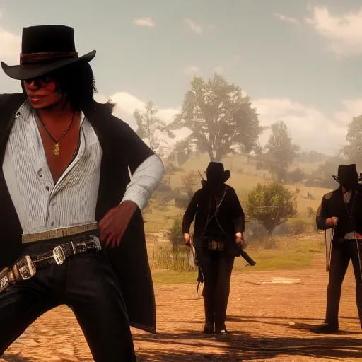 Prompt: michael jackson in red dead redemption 2