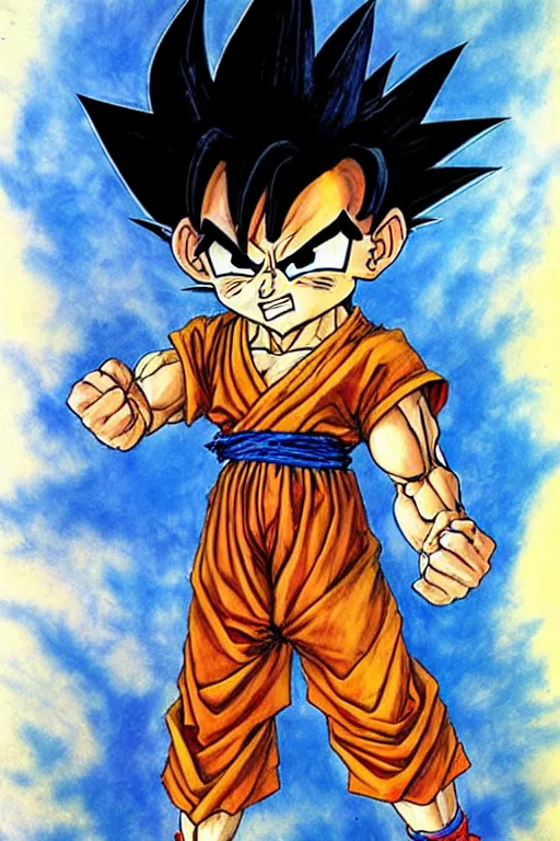 Prompt: son goku, painting by steve huston