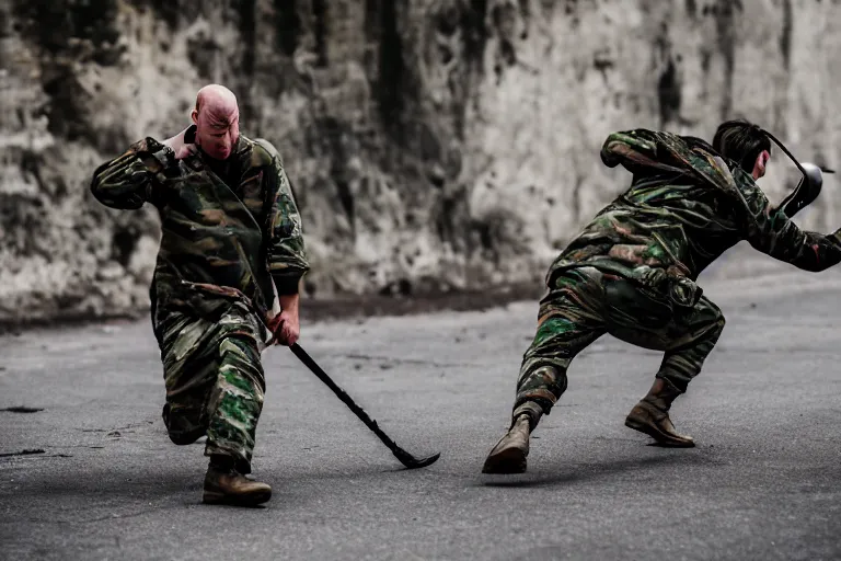 Prompt: Combat Extended, Canon EOS R3, f/1.4, ISO 200, 1/160s, 8K, RAW, unedited, symmetrical balance, in-frame, combat photography, colorful