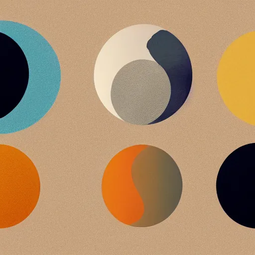 Image similar to minimal, abstract, textured, album cover art with muted hue circle colors