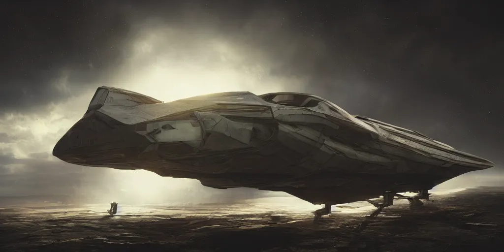 Image similar to spaceship parked on a piece of bread, superwide angle, light through the mist, dramatic lighting, photorealistic, cinematic lighting, high detail, cinematic feel, high octane, 4K, Unreal Engine, digital render, intricate, ultra realistic, concept art