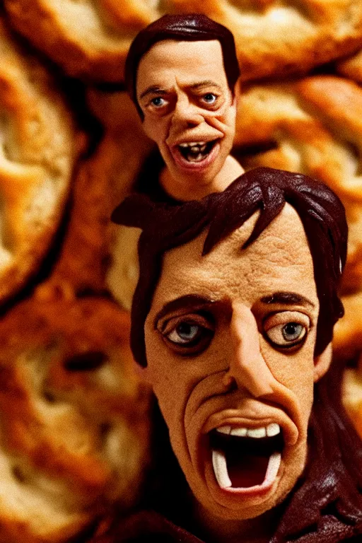 Image similar to film still of steve buscemi made out of bread in lord of the rings, 4 k