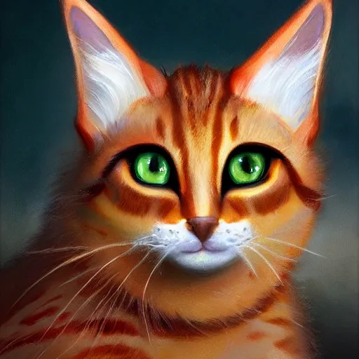 Prompt: cinematic portrait of fireheart cat from warriors, perfect face, delicate, elegant, by alyssa monks, highly detailed, symmetrical face, fine details, masterpiece, trending on artstation