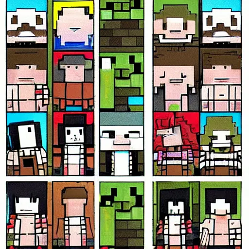 Image similar to minecraft steve in the style of junji ito