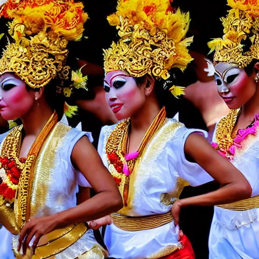 Image similar to bali island, balinese dancers, perfect faces