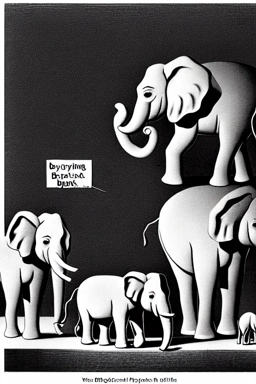 Image similar to A crying laughing clown, a black and white photograph of financial crisis with elephants and donkeys