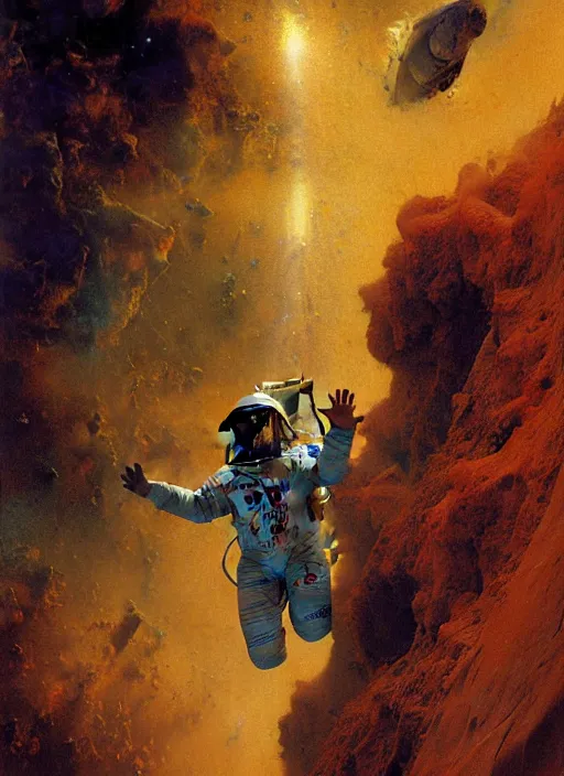 Image similar to an astronaut entering the seventh circle of hell from dante's divine comedy with lots of colours. highly detailed painting by gaston bussiere, craig mullins, j. c. leyendecker 8 k