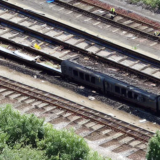 Image similar to Naglev train derailment aftermath