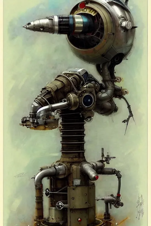 Image similar to ( ( ( ( ( 1 9 5 0 s retro future jet engine robot. muted colors. ) ) ) ) ) by jean - baptiste monge!!!!!!!!!!!!!!!!!!!!!!!!!!!!!!