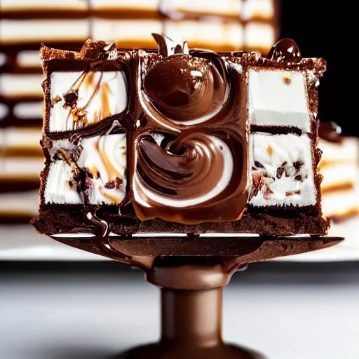 Prompt: a jello chocolate candy lollipop snickers bar icecream cake muffin jaffa marshmallow nougat waffle candy gummy jelly sandwich, volumetric lighting, octane render, unreal engine, 8k, hd, perfect, decadent, maple syrup, drizzled chocolate sauce, smothered in melted chocolate, covered in sprinkles, highly detailed, stroopwaffel