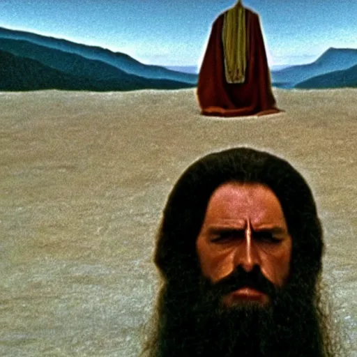 Image similar to the holy mountain ( 1 9 7 3 ) directed by alejandro jodorowsky, movie still frame