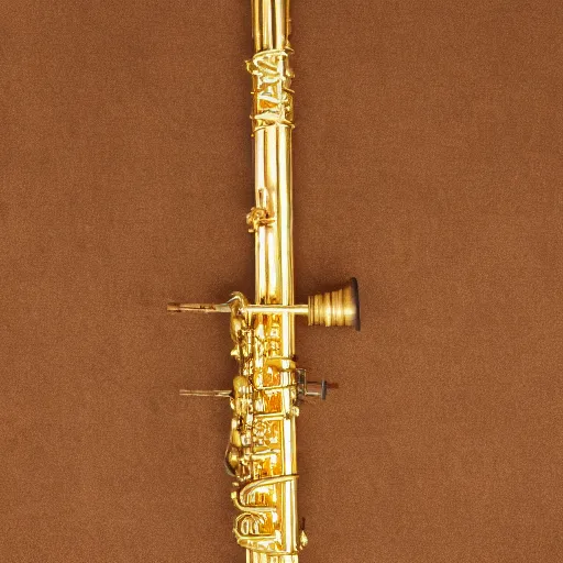 Image similar to studio photograph of a golden traverse flute