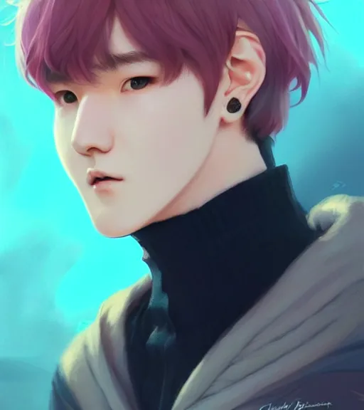 Prompt: : + aesthetic portrait commission of a of ACCURATE YOONGI YOONGI YOONGI is SPOCK + VEINY HANDS + hyperdetailed face at golden hour, safe for work (SFW). Character design by charlie bowater, ross tran, artgerm, and makoto shinkai, detailed, 2021 award winning film poster painting