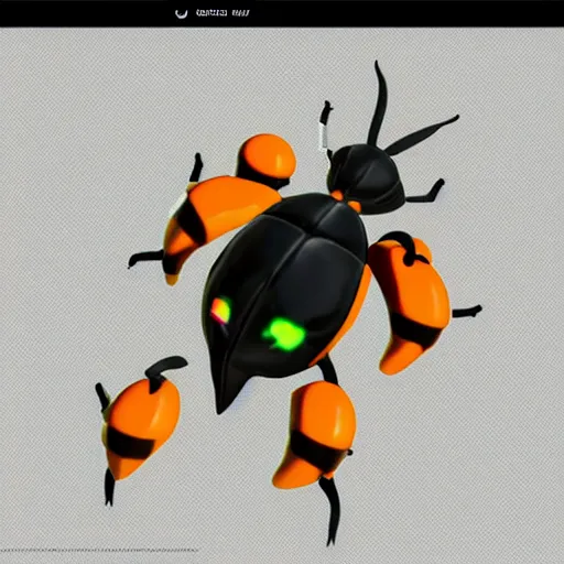 Prompt: A pokemon that looks like The flying beetle,pumpkin body,Trending on art station. Unreal engine.