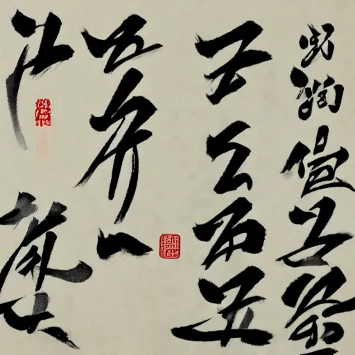 Prompt: a piece of chinese calligraphy