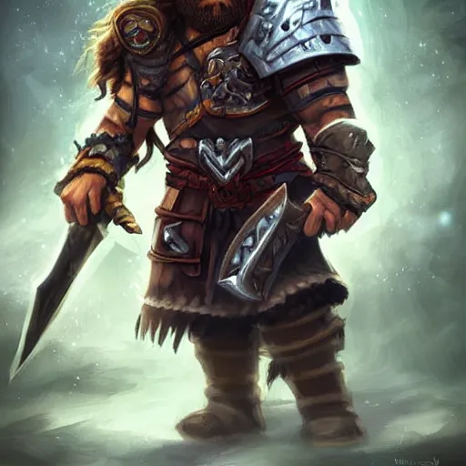 Image similar to fierce bearded dwarf, warrior, huge doubleaxe, scary, long hair, DnD art, epic fantasy style art, fantasy epic digital art, epic fantasy art, hearthstone style art