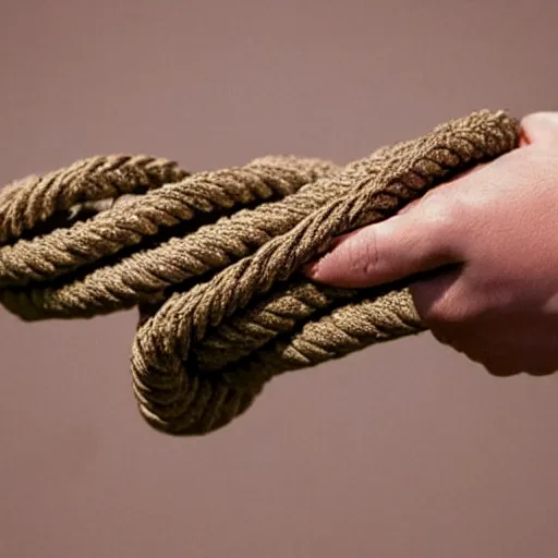 Prompt: a hand shaped rope