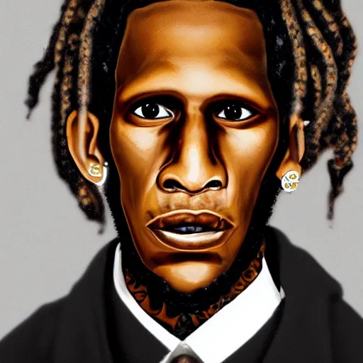 Prompt: Hyper-realistic and extremely uncanny photograph American rapper Young Thug as a creepypasta character-W 910