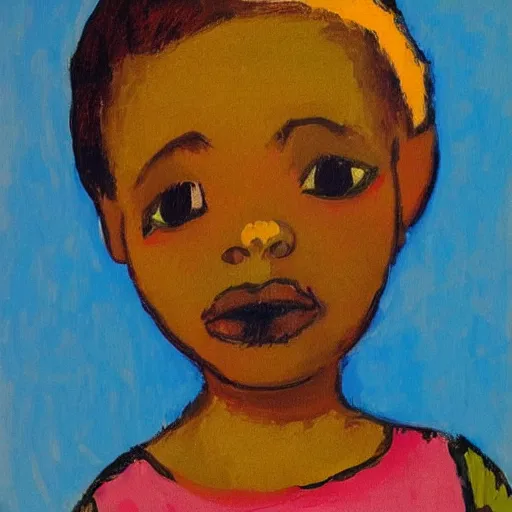 Prompt: !dream painting of A little African girl by Alexej von Jawlensky best on artstation