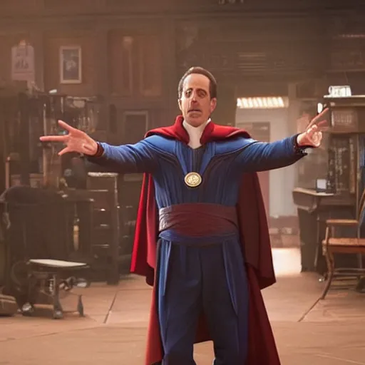 Image similar to film still of Jerry Seinfeld as Doctor Strange in the Multiverse of Madness