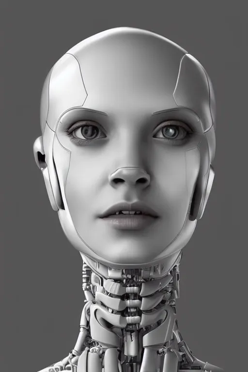 Image similar to robot with human face, female head, woman human face, human face realistic, human head, cyborg frame concept, cyborg by ales-kotnik, sci-fi android female