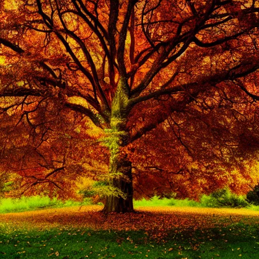 Image similar to Stock art a of tree in the autumn. Dark Fantasy.