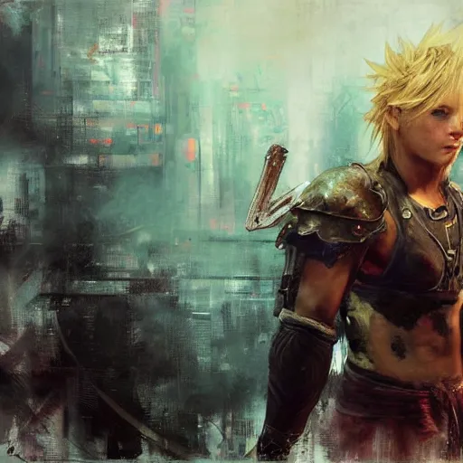 Image similar to final fantasy tidus, jeremy mann painting