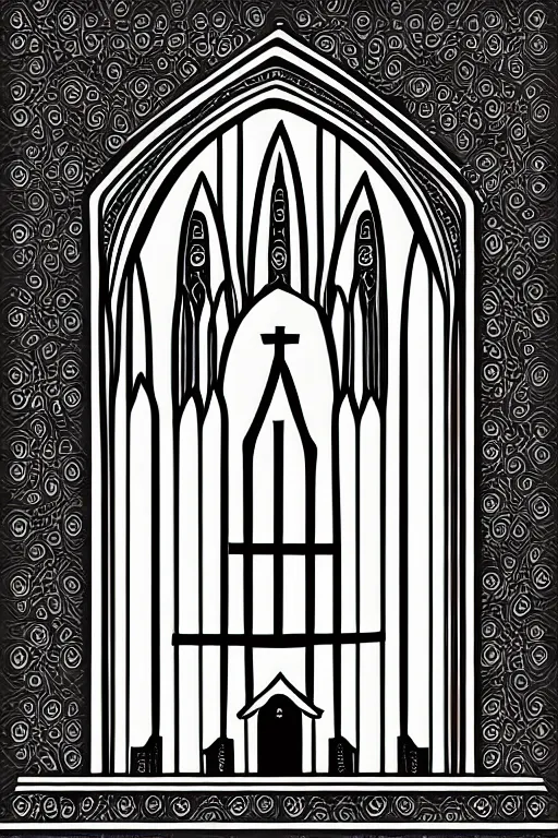 Image similar to minimalist boho style art of a church, illustration, vector art