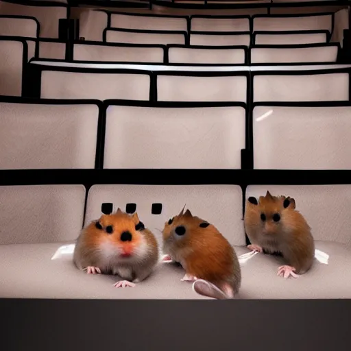 Image similar to photo of the cinema screen, a movie about hamsters, unedited, dark, sharp focus, 8 k