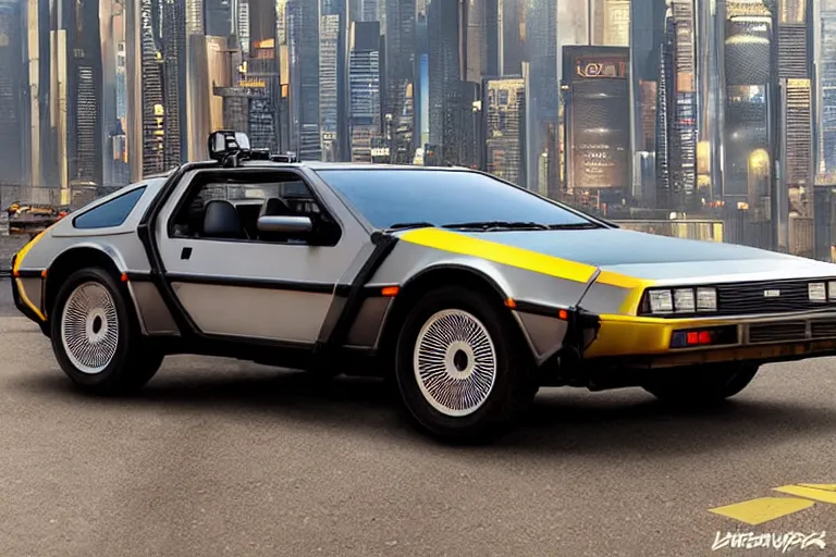 Image similar to cyberpunk 2 0 2 2 delorean