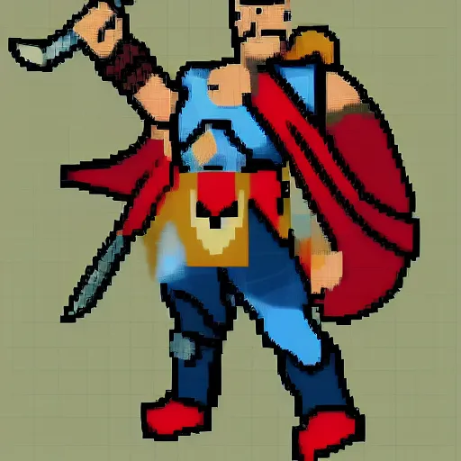 Image similar to Thor from Marvel Comics, Pixel Art